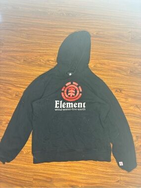 Element Black Hoodie with Red Crest and White Logo